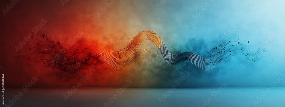 Poster vibrant sonic spectrum an abstract visualizing the energy and motion of different sound frequencies 