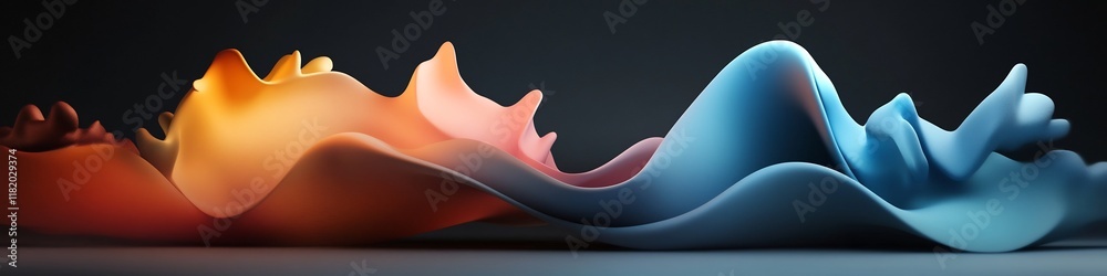 Poster visually captivating 3d animation depicting a wave packet undergoing refraction with the frequencies