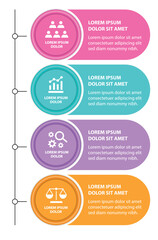 4 steps infographic template with 4 options. Flowchart that can be used for business report, data visualization and presentation. Timeline infographic elements vector illustration.