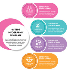 4 steps infographic template with 4 options. Flowchart that can be used for business report, data visualization and presentation. Timeline infographic elements vector illustration.