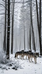 Naklejka premium Monochrome Wildlife in a Winter Scene