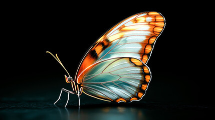 Spectacular Butterfly Closeup: Vibrant Wings, Intricate Details, Dark Background