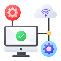 Configuration Cluster concept, Installing Instance on Remote Machine vector color icon design, Web hosting service Symbol, Computing machines Sign, Internet Application Management stock illustration