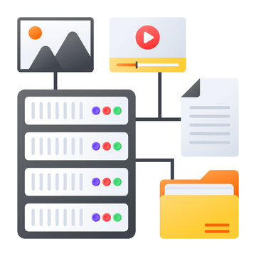 Spaces Object Storage concept, Media Server Rack vector color icon design, Web hosting service Symbol, Computing machines Sign, Internet Application Management stock illustration