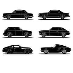 Collection of Silhouettes of Various Car Types