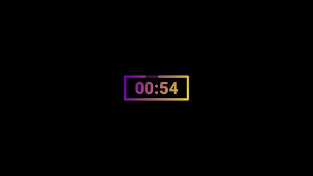 one minute countdown timer animation with alpha channel,1 minute timer from 60 to 0 seconds with transparent background 