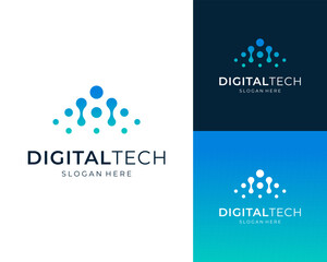 Molecule Molecular Connection Growth Digital Technology Innovation Vector Logo Design Illustration