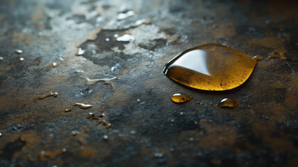 drops resting on water and stone 