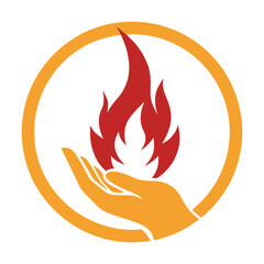 Creative Fire Hand Holding Logo
