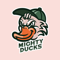 Fun cartoon duck mascot for logos