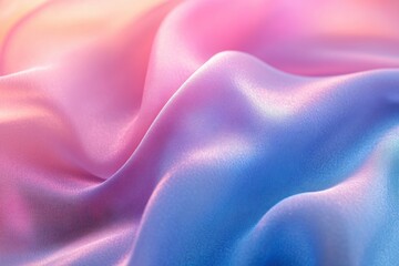 Obraz premium Close-up of holographic fabric with rainbow tones, satin-like texture, soft light, smooth gradients, vibrant and realistic detail.