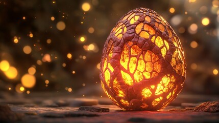 Fototapeta premium Glowing Mystical Egg with Fiery Patterns 