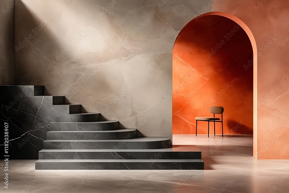 Poster captivating minimalist stone platform showcasing a striking abstract geometric composition with shar