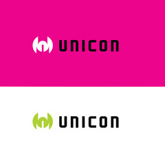 Dynamic sharp-edged monogram style.