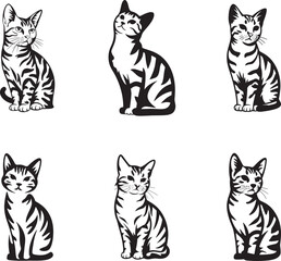 Adorable Black and White Cat Vector Art