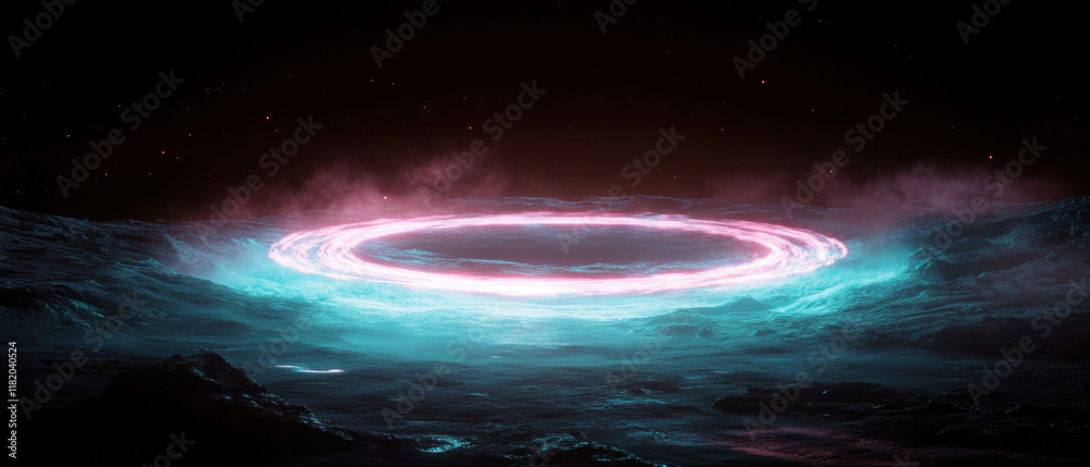 Poster Magic portal effect swirling in a dark background creating an engaging transportation vortex