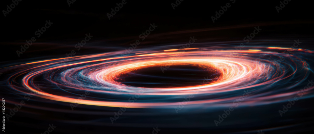 Poster magic portal opening with swirling vortex on a black background