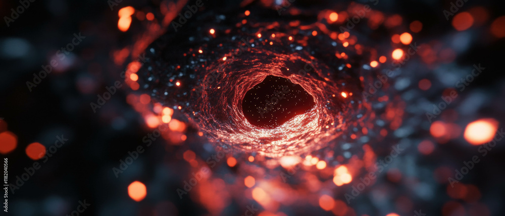 Poster Visual effects of a magic portal opening with a swirling vortex on a dark background