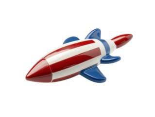 Toy rocket with flag, a symbol of exploration, discovery and playful adventure