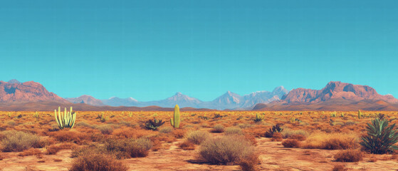 Expansive arid desert landscape featuring various cacti and resilient succulents