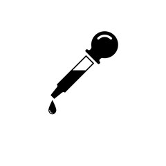 Eye Dropper, Pipette Solid Flat Vector Icon Isolated on White Background.