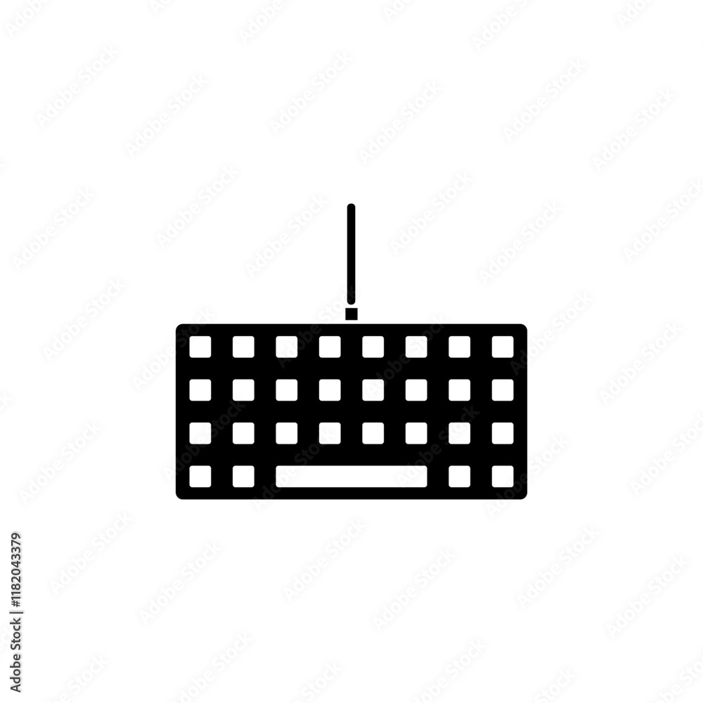Fototapete wired computer keyboard, keypad solid flat vector icon isolated on white background.