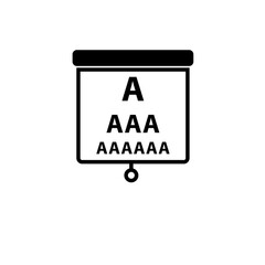 Ophthalmic Table for Visual Examination Solid Flat Vector Icon Isolated on White Background.