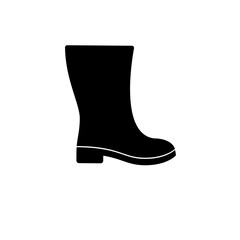 Wellington Boot, Rubber Shoe Footwear Solid Flat Vector Icon Isolated on White Background.