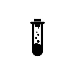 Research Test Tube, Laboratory Glass Solid Flat Vector Icon Isolated on White Background.