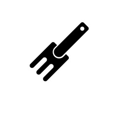 Gardening Pitchfork, Garden Fork Solid Flat Vector Icon Isolated on White Background.