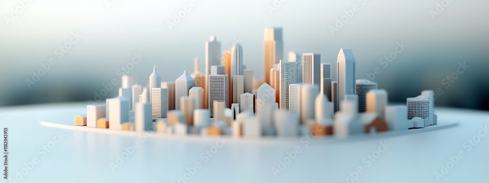 Poster 3d rendering of a modern cityscape featuring a diverse array of architectural styles including high 