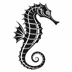 Seahorse vector silhouette black design white background