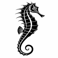 Seahorse vector silhouette black design white background © JESMIN