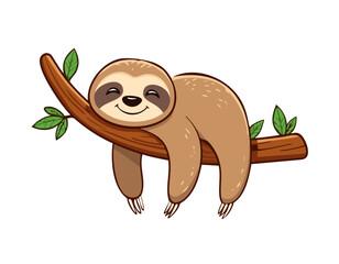 niedliches schlafendes Faultier in Comic-Optik