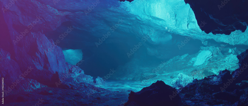 Poster Exploring the hidden depths of a mysterious cave with striking rock formations
