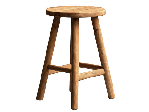 Rustic wooden stool on a black background, study in simplicity and contrast 