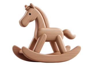 Vintage wooden rocking horse toy isolated on a dark background classic