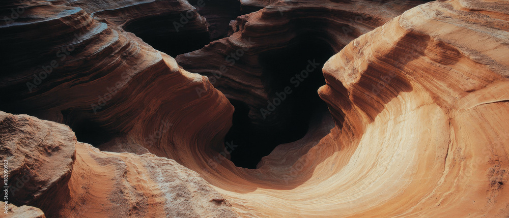 Poster Eroded mesas and buttes create unique formations in a desert landscape