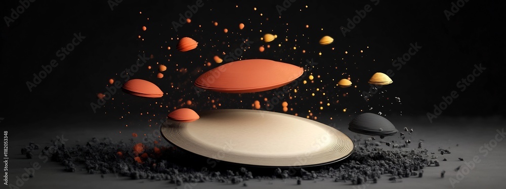 Poster vibrant 3d of a drumhead resonating at different frequencies abstract design representing the fluid 