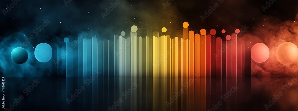Poster a 3d rendered representation of the electromagnetic spectrum highlighting the different frequencies 