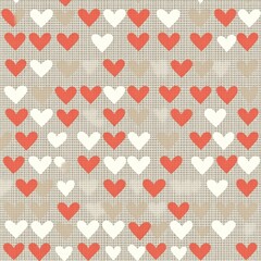 A cozy pattern of little hand-drawn hearts against a warm beige backdrop