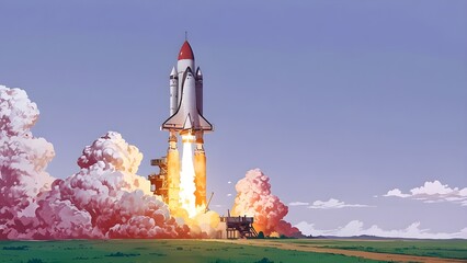 
Rocket launch picture. Business or project startup concept