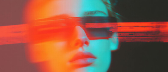 Glitch art effect showcasing vibrant chromatic aberration with distorted digital colors