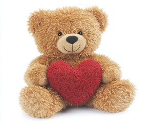 Obraz premium A cute teddy bear holding a heart with PNG transparency included