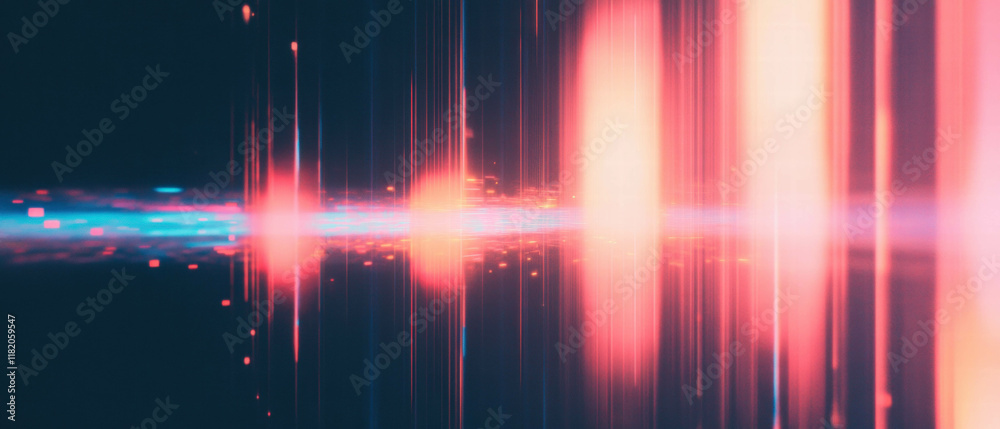 Poster Glitch effect creating chaotic static noise and random pixel distortions in a digital landscape