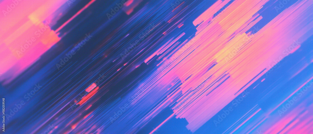 Poster Dynamic glitch effect producing vibrant static noise and distorted pixels across the canvas