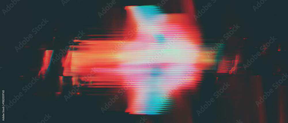 Fototapete Glitch effect creating visual noise and fragmented patterns in vibrant colors