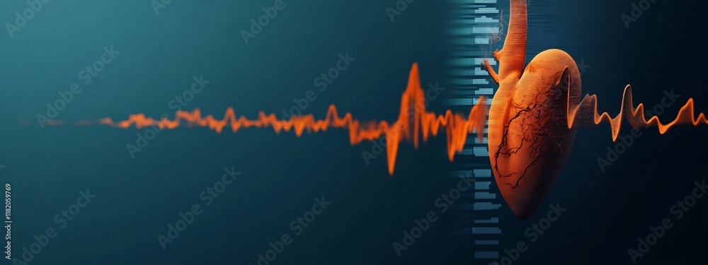 Poster vibrant of a spectrogram showcasing the complex frequency content and rhythmic patterns of a heartbe