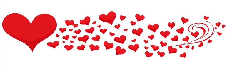 Love valentine background with red heart petals on a transparent backdrop. Modern banner, postcard design. The 14th of February. PNG image