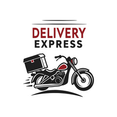 Vintage Delivery Motorcycle Express Service Icon with Red Details
